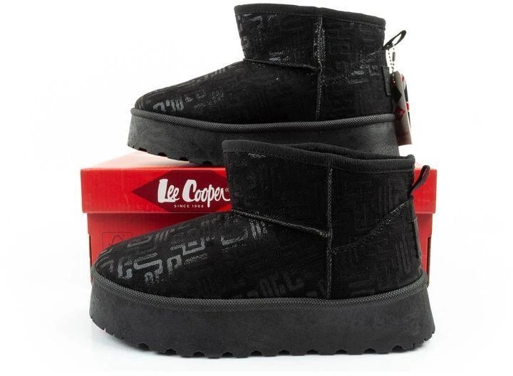 Lee Cooper moteriški juodi žiemos aulinukai su kailio pamušalu, madingi
