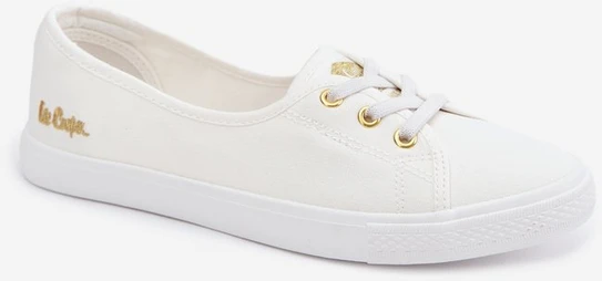 Lee Cooper moteriški kedai, balti su aukso spalvos detalėmis