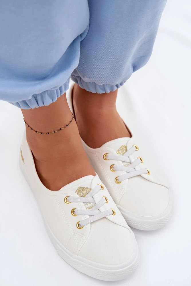 Lee Cooper moteriški kedai, balti su aukso spalvos detalėmis