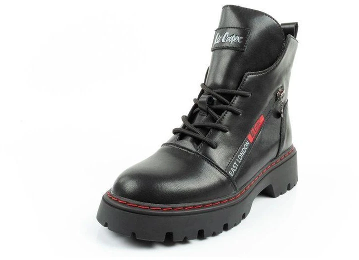Lee Cooper moteriški odiniai batai, juodi, raudoni, šilti