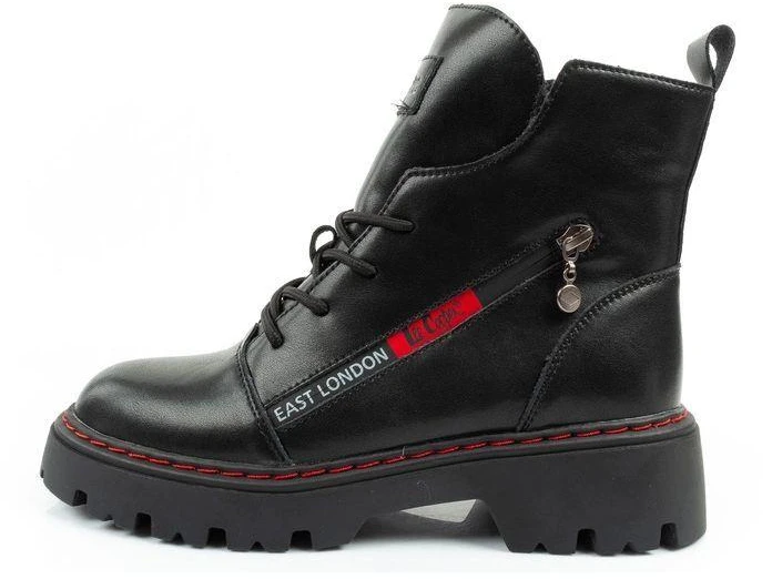 Lee Cooper moteriški odiniai batai, juodi, raudoni, šilti