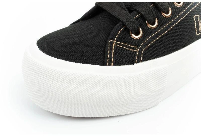 Lee Cooper moteriški platforminiai kedai, juodi su aukso detalėmis