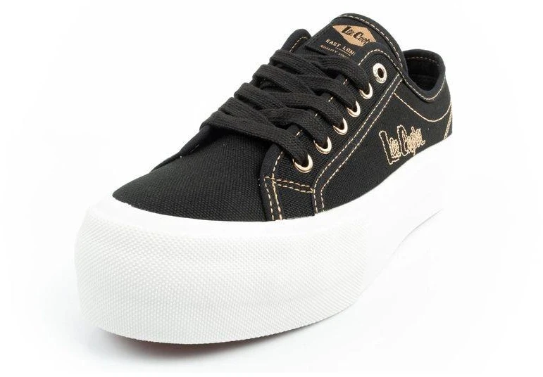 Lee Cooper moteriški platforminiai kedai, juodi su aukso detalėmis