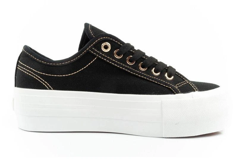 Lee Cooper moteriški platforminiai kedai, juodi su aukso detalėmis