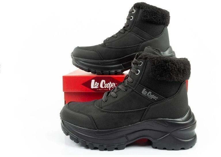 Lee Cooper moteriški žieminiai sportiniai batai žygiams, pašiltinti, juodi, su raišteliais