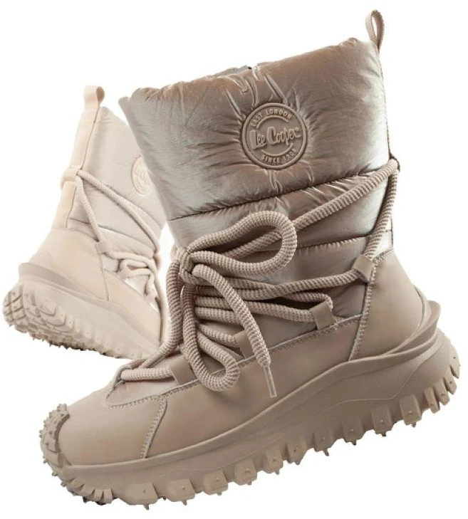 Lee Cooper moteriški žieminiai trekingo sportiniai batai, pašiltinti, smėlio spalvos, natūralios odos