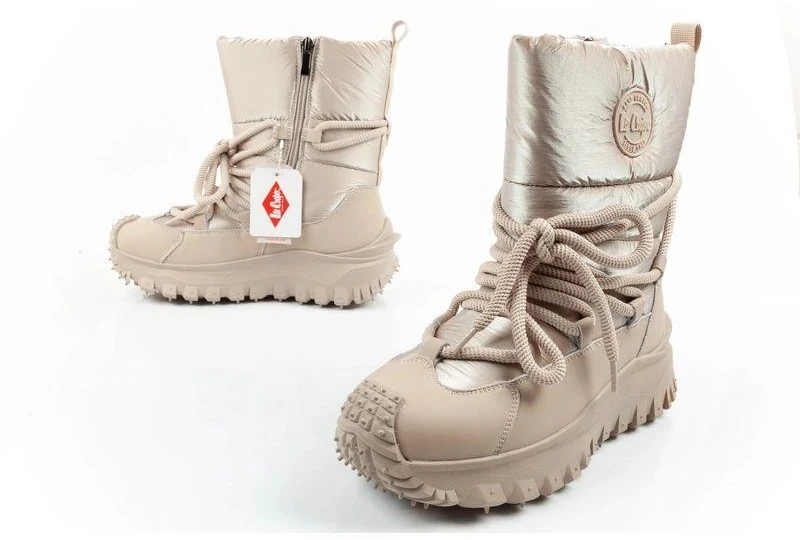 Lee Cooper moteriški žieminiai trekingo sportiniai batai, pašiltinti, smėlio spalvos, natūralios odos