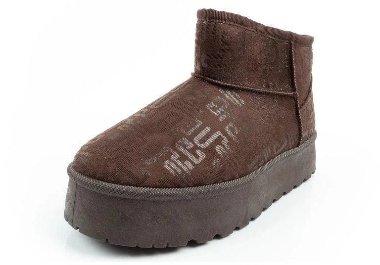 Lee Cooper moteriški žiemos aulinukai, madingi su kailiu, tamsiai rudi