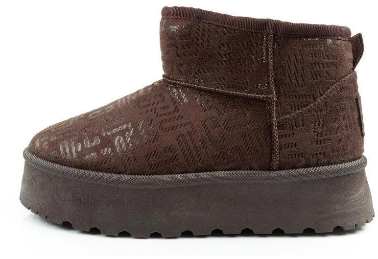 Lee Cooper moteriški žiemos aulinukai, madingi su kailiu, tamsiai rudi