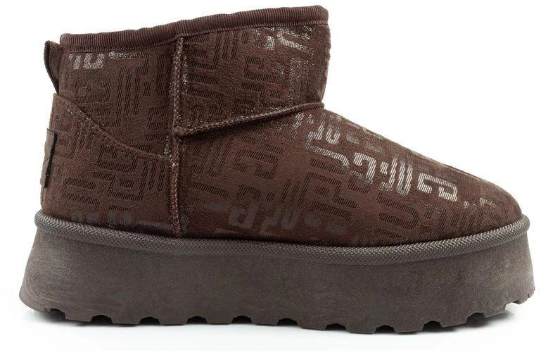 Lee Cooper moteriški žiemos aulinukai, madingi su kailiu, tamsiai rudi