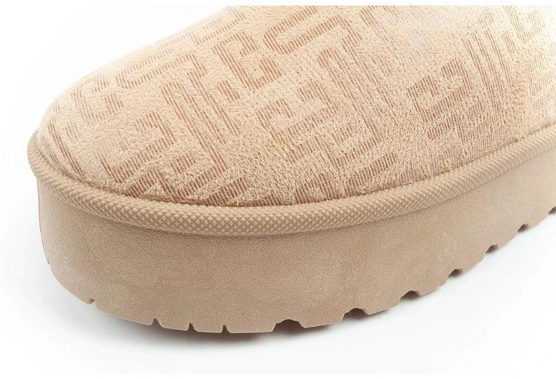 Lee Cooper moteriški žiemos batai, madingi aulinukai su dirbtiniu kailiu, smėlio spalvos