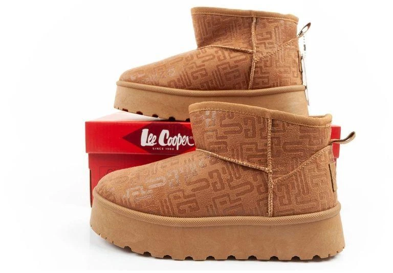 Lee Cooper moteriški žiemos sniego batai, madingi aulinukai su kailiu, rudi