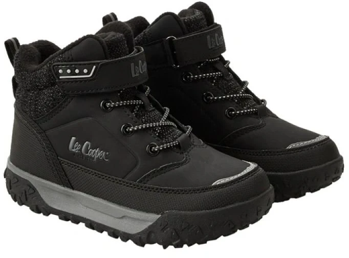 Lee Cooper pašiltinti batai vaikams, juodi