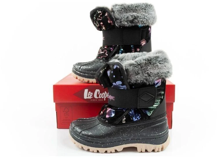Lee Cooper vaikiški pašiltinti žieminiai sniego batai mergaitėms, juodi