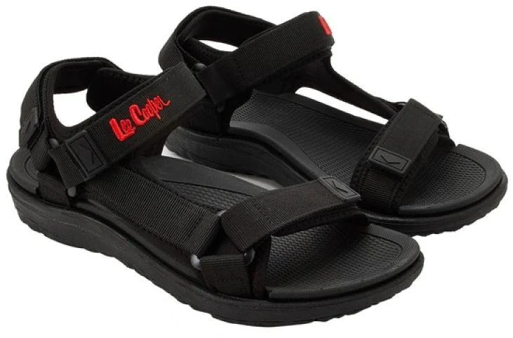 Lee Cooper vyriški lengvi juodi vasaros paplūdimio sandalai su lipdukais