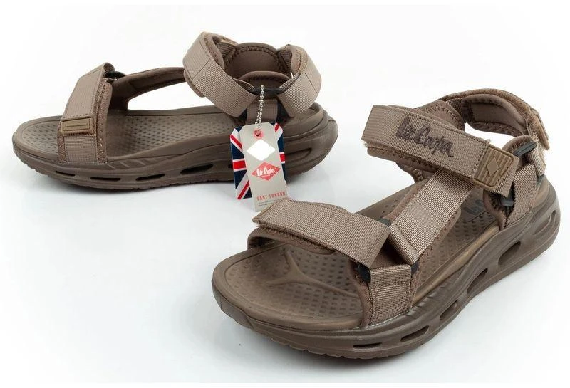 Lee Cooper vyriški šviesiai žali vasaros paplūdimio sandalai su lipukais