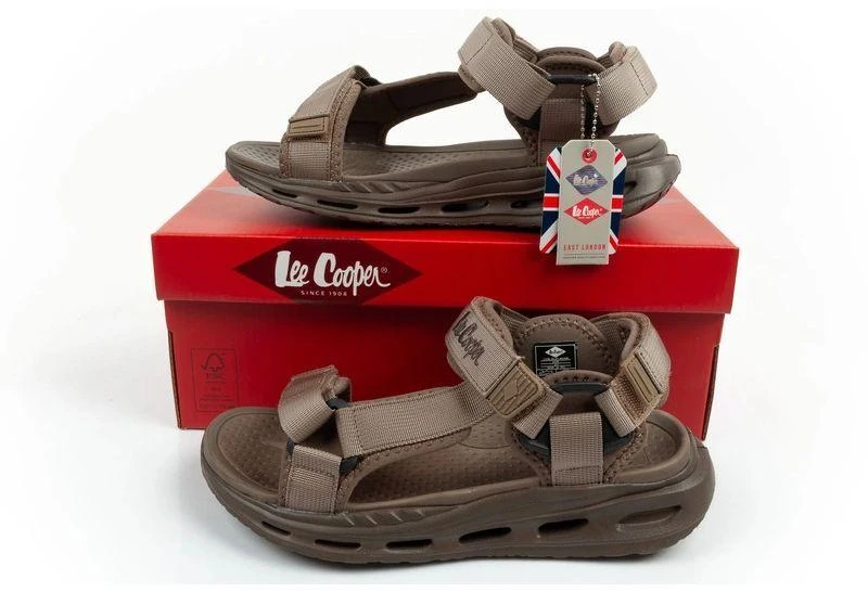 Lee Cooper vyriški šviesiai žali vasaros paplūdimio sandalai su lipukais