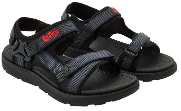 Lee Cooper vyriški vasaros paplūdimio sandalai su lipukais, šviesiai mėlyni, juodi