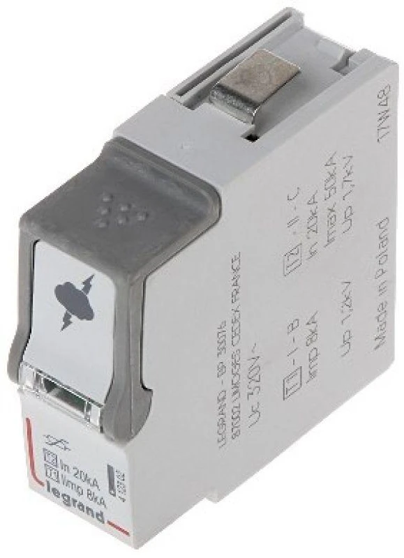 VIRŠĮTAMPIŲ RIBOTUVO ĮDĖKLAS LE-412302 1+2 TIPAS 50 kA LEGRAND