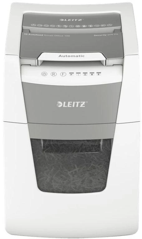 Leitz IQ Autofeed Small Office 100 Automatinis dokumentų naikiklis P4, Pilka/Balta