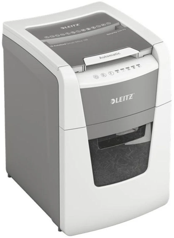 Leitz IQ Autofeed Small Office 100 Automatinis dokumentų naikiklis P4, Pilka/Balta