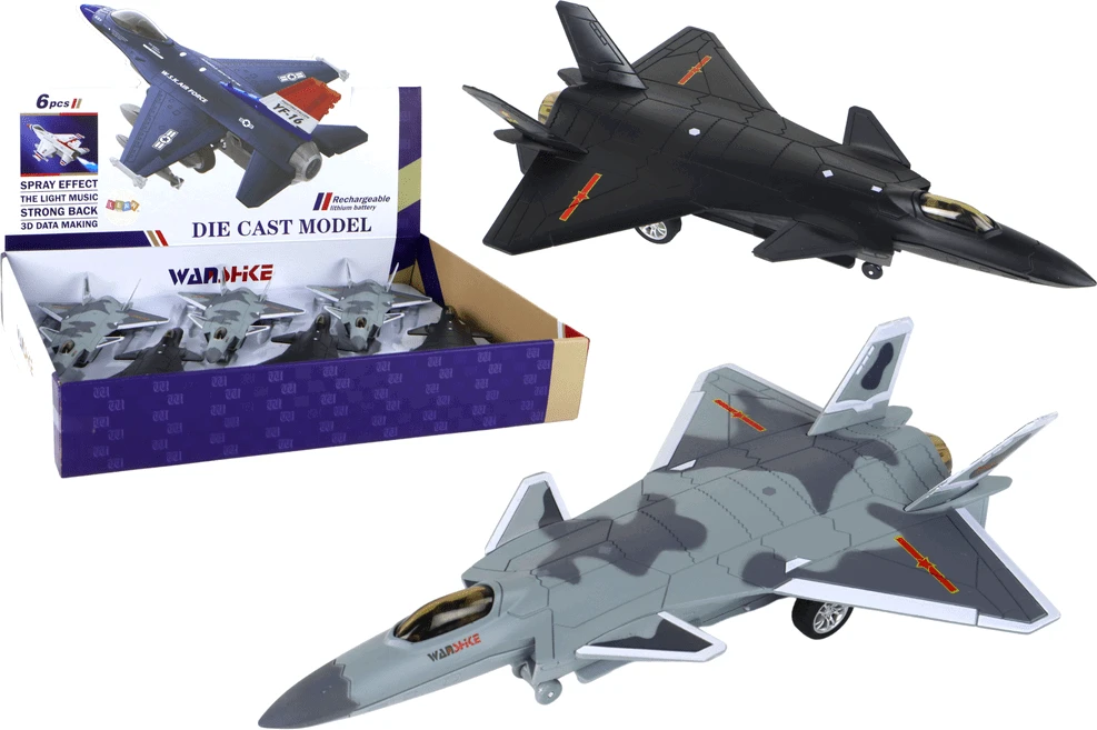 Lean Toys LeanToys trinties varomas lėktuvo modelis juoda pilka
