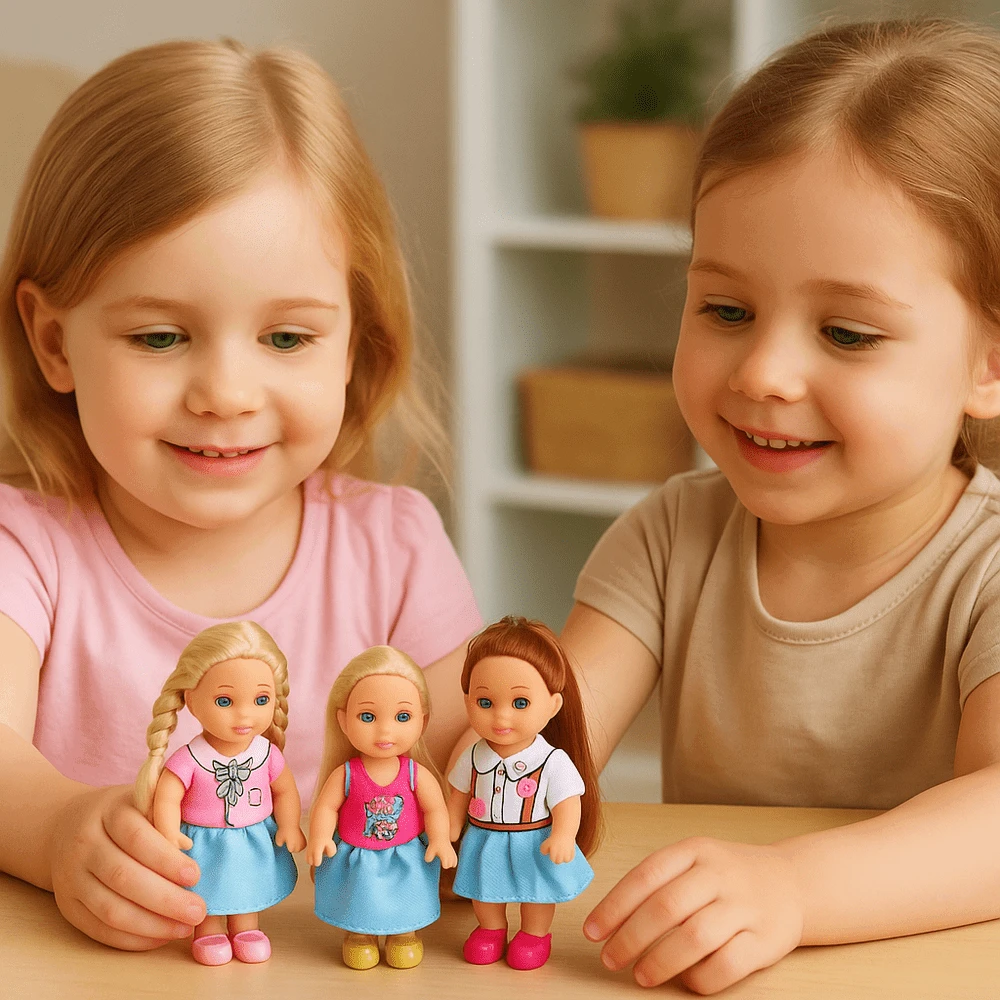 Lean Toys Lėlė Kaibibi Girl 12 cm su plaukais ir spalvinga suknele
