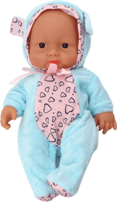 Lean Toys Maža lėlė su mėlynais drabužiais, skrybėle ir ausimis