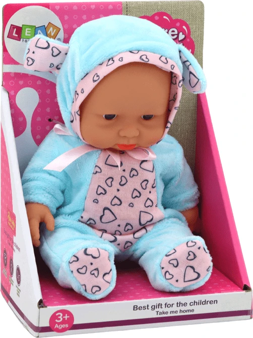 Lean Toys Maža lėlė su mėlynais drabužiais, skrybėle ir ausimis