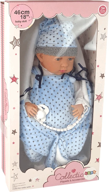 Lėlė kūdikis Lean Toys 46 cm mėlynai