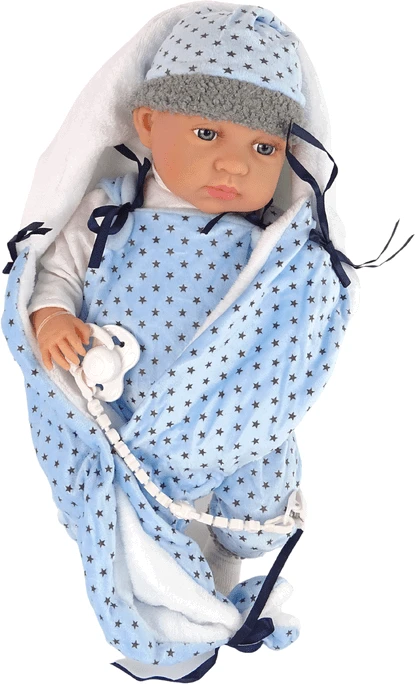 Lėlė kūdikis Lean Toys 46 cm mėlynai