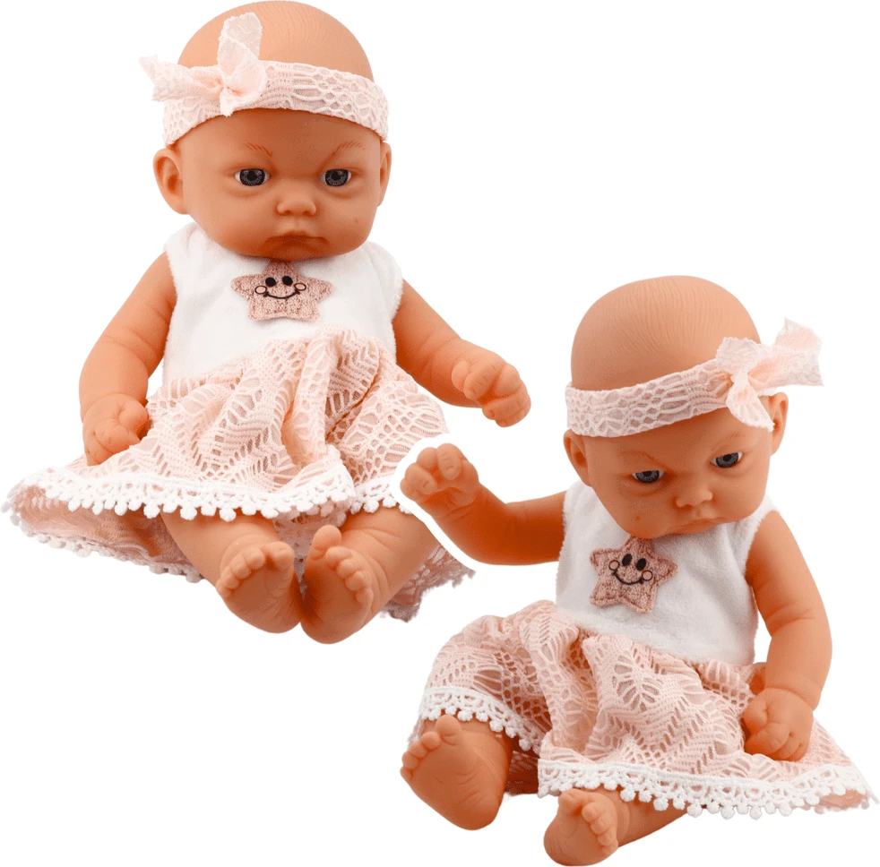 Lean Toys Lėlė kūdikis su rožine suknele ir galvos juosta, 24 cm