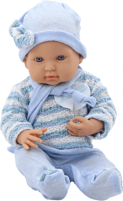 Lėlė kūdikis su mėlynais drabužiais Lean Toys, 39 cm