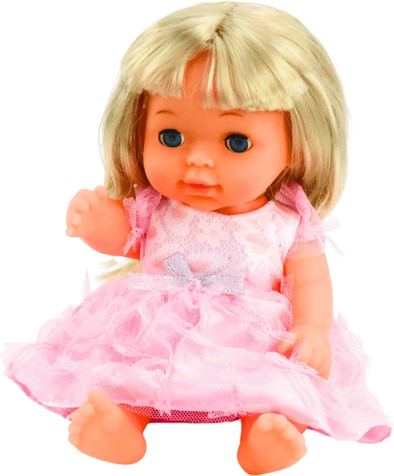 Lean Toys Lėlė su šviesiai rožine suknele