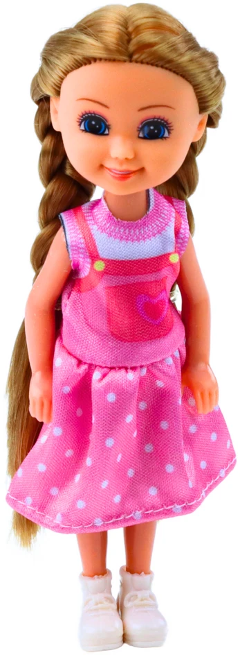 Lean Toys Mini lėlė su ilgais plaukais ir suknele, 15 cm