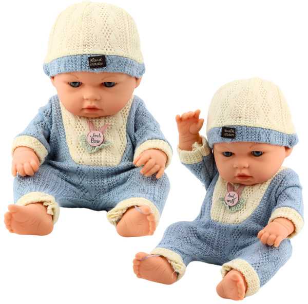 Lean Toys Lėlė Baby Doll su megzta apranga ir kepuraite
