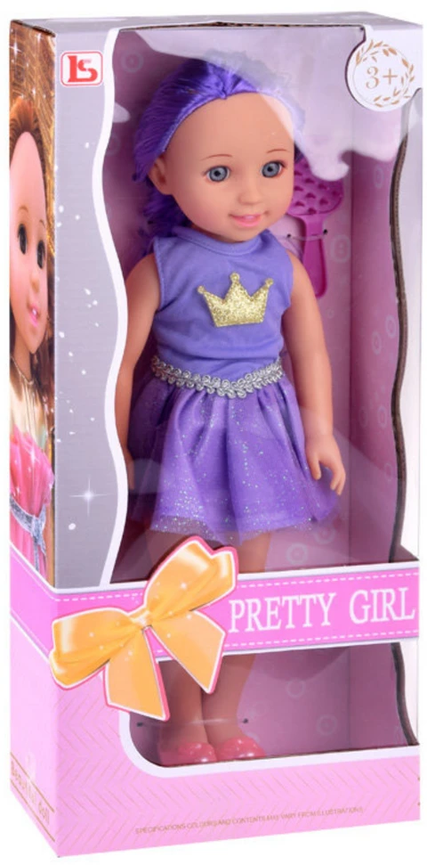 Lean Toys Lėlė su violetine suknele ir šukuosena