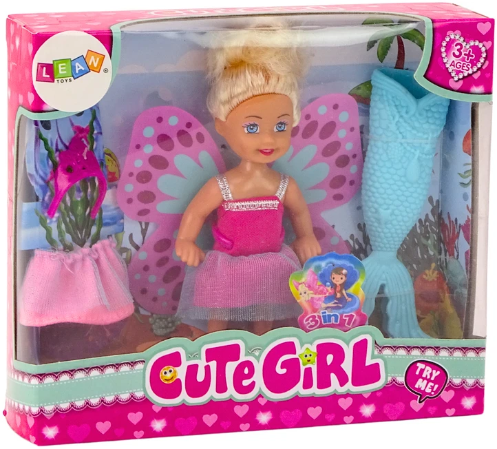 Lean Toys Lėlė undinėlė su sparnais, 12 cm