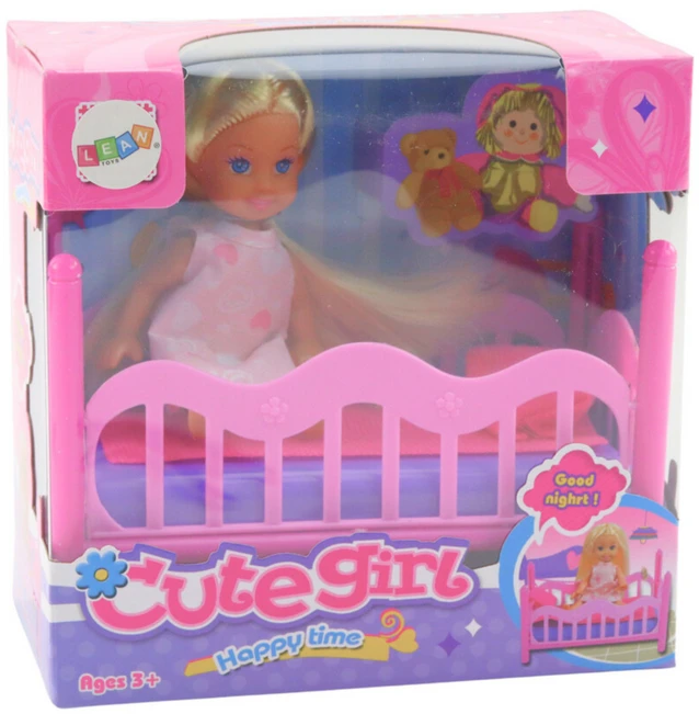 Lean Toys Žavus lėlės ir lovytės rinkinys