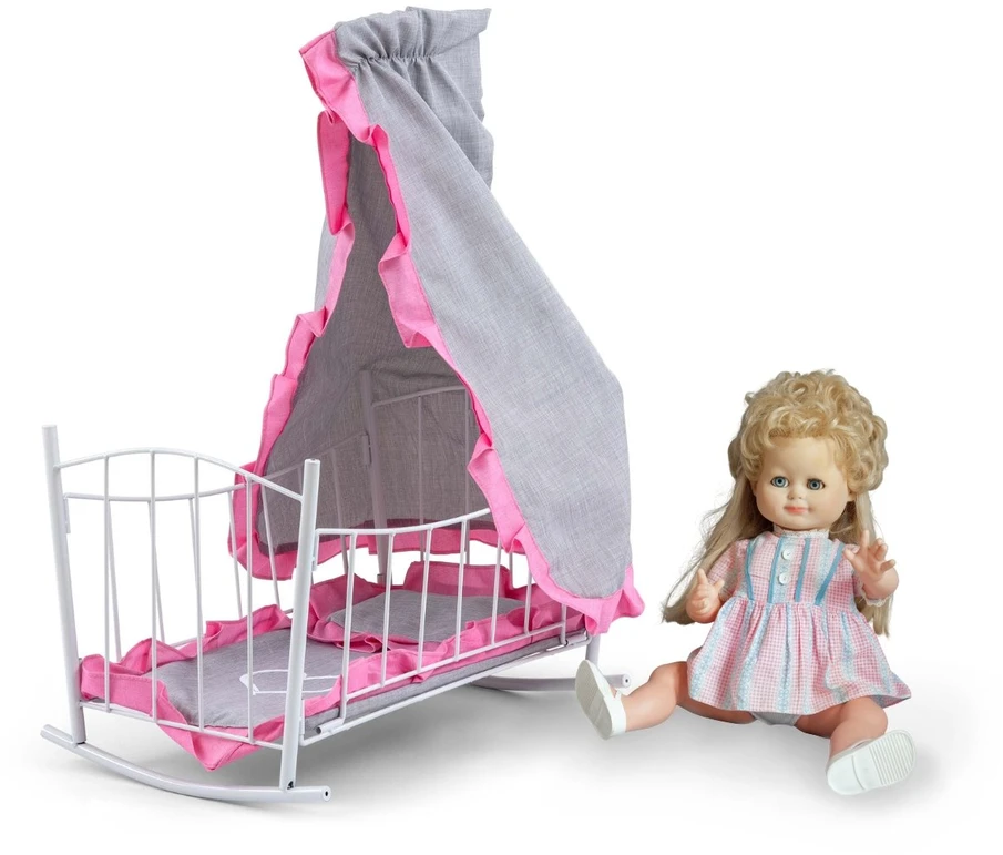 Lėlių lovytė–lopšys su baldakimu Milly Mally Lily, rožinė