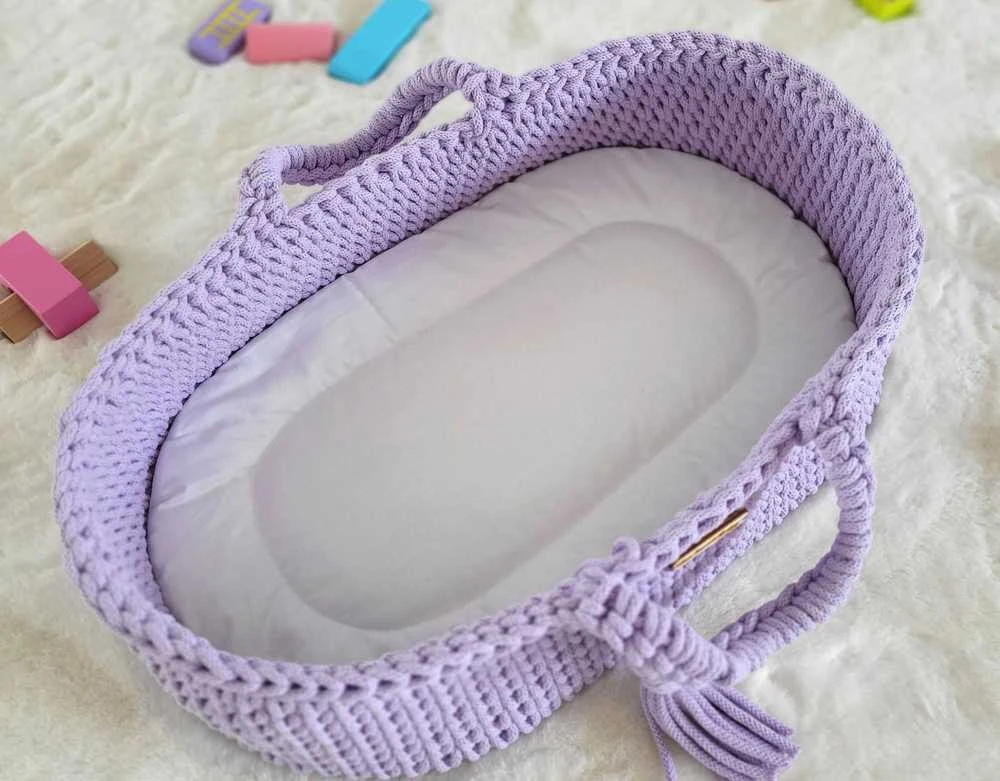Lėlių nešynė boho stiliaus, medvilninė, violetinė