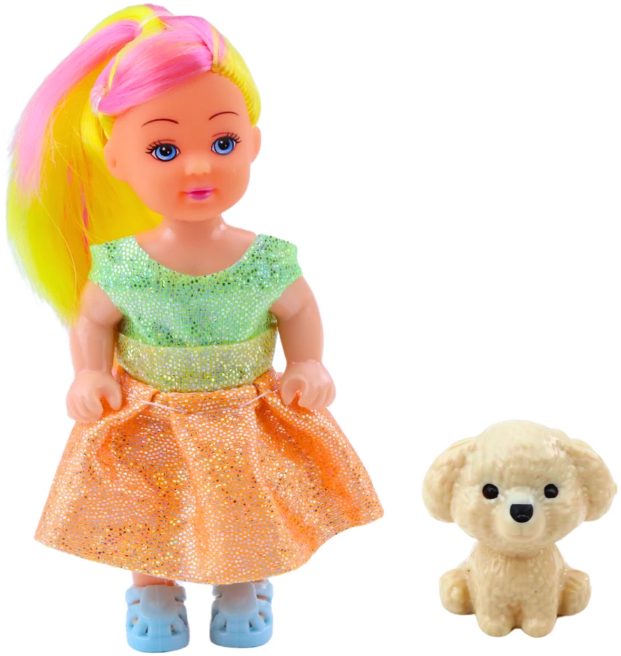 Lean Toys Lėlės Su Suknele Ir Šuneliu Rinkinys 12 cm