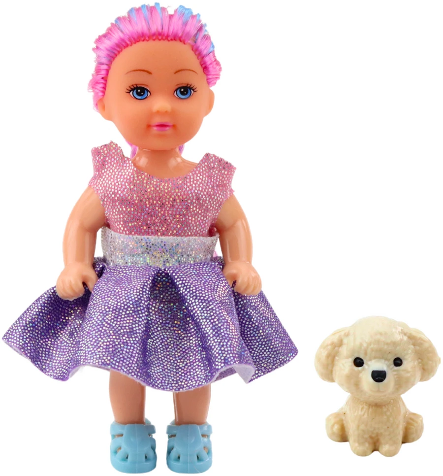 Lean Toys Lėlės Su Suknele Ir Šuneliu Rinkinys 12 cm