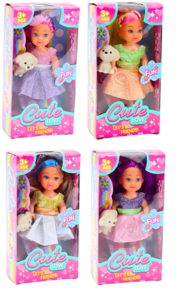 Lean Toys Lėlės Su Suknele Ir Šuneliu Rinkinys 12 cm