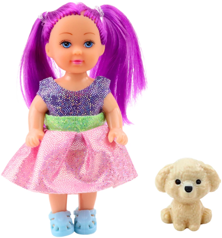 Lean Toys Lėlės Su Suknele Ir Šuneliu Rinkinys 12 cm