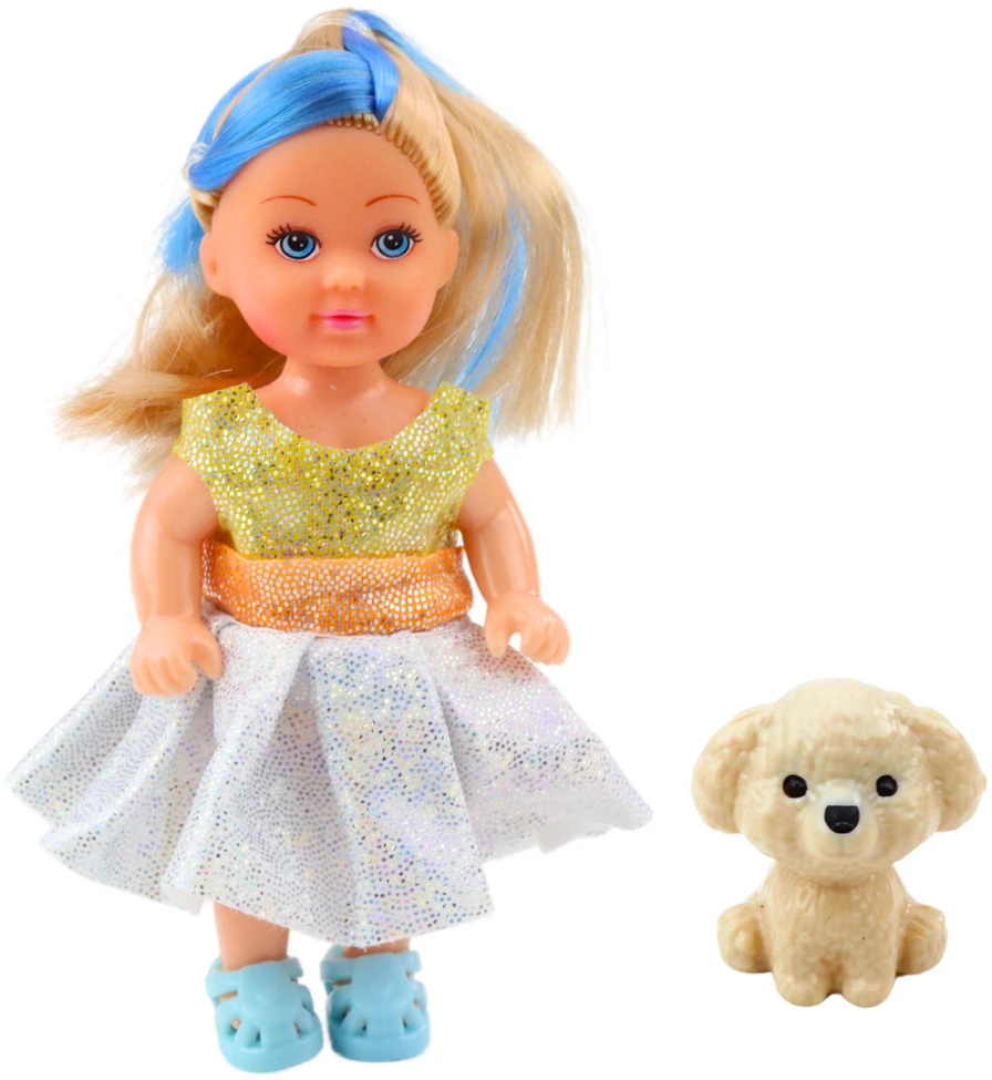 Lean Toys Lėlės Su Suknele Ir Šuneliu Rinkinys 12 cm
