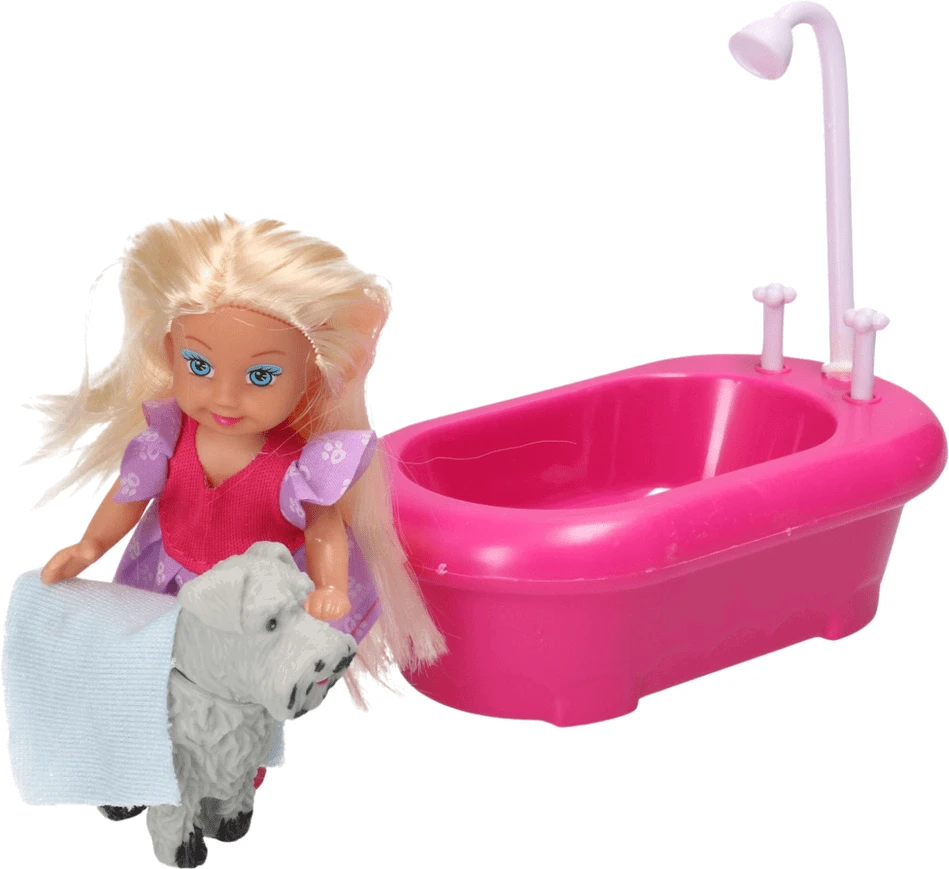 Lean Toys LĖLĖ SU VONIA IR ŠUNIUKU
