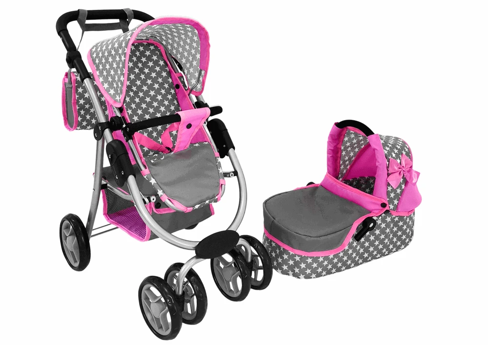 Alice Žaislinis lėlių vežimėlis Lean Toys 2in1, pilkas