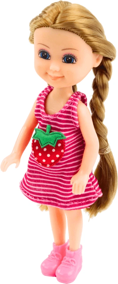 Lean Toys Lėlė su priedais ir vežimėliu, 14 cm