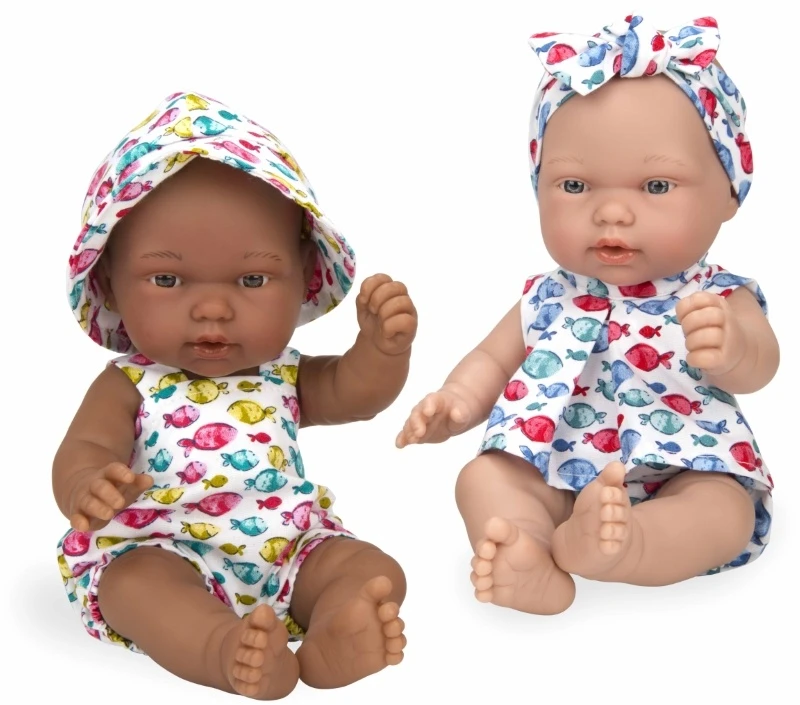 Munecas Arias Lėlytės su rūbeliais žuvyčių raštais, 24 cm